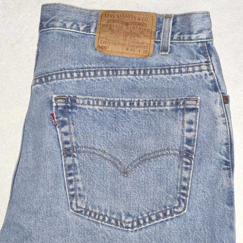 Vintage Levis 505 Regular Fit Straight Leg Jeans Light Wash Made in USA 38x30